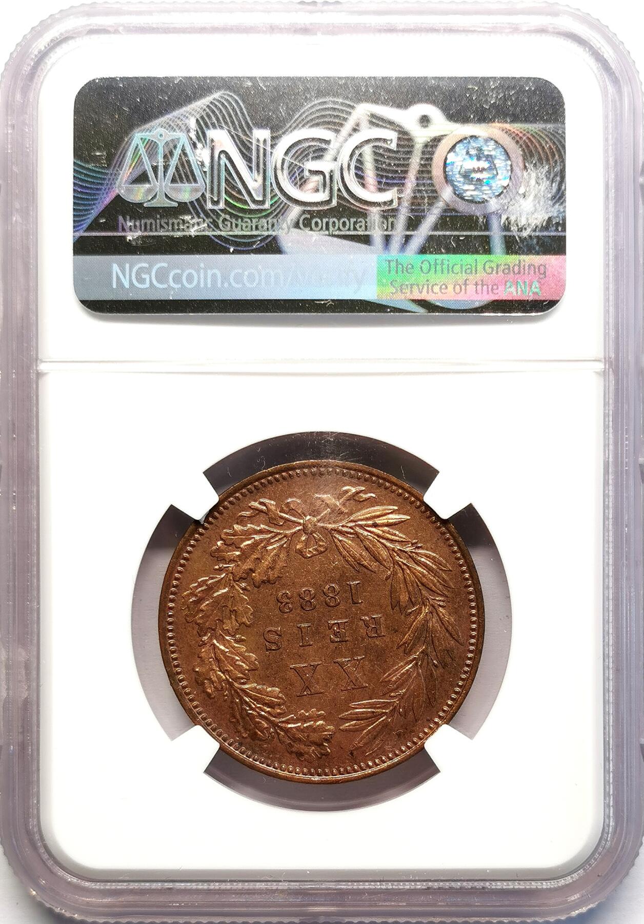 凡希社世界钱币微拍第二百七十一期 1883葡萄牙路易斯一世20R铜币NGC-MS63