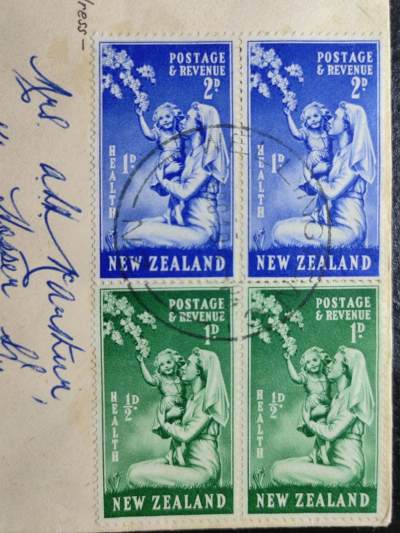 1949年-新西兰-护士与儿童双联-实寄