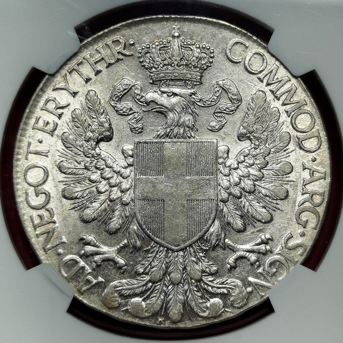 凡希社世界钱币微拍第二百七十一期 1918R意属厄立特里亚特蕾莎TALERO大银NGC-AU58，银光充沛，非常轻微的流通痕迹！