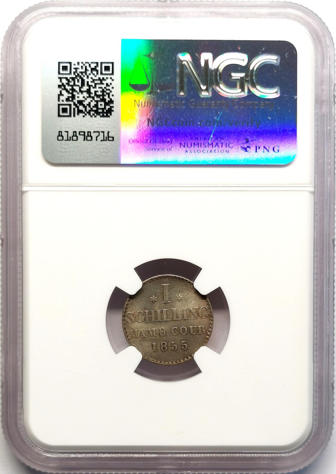 凡希社世界钱币微拍第二百七十一期 1855德国汉堡1S银辅币NGC-MS64
