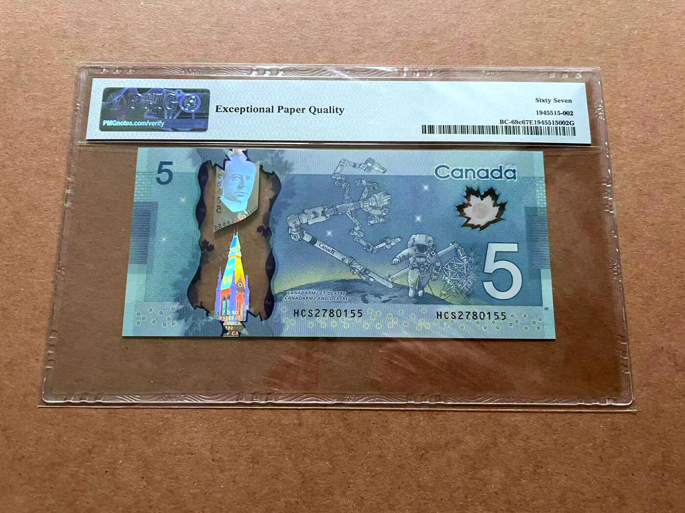 【Blue Auction】✨世界纸币精拍第485期【精】 加拿大 2013年5元  PMG67EPQ 高分