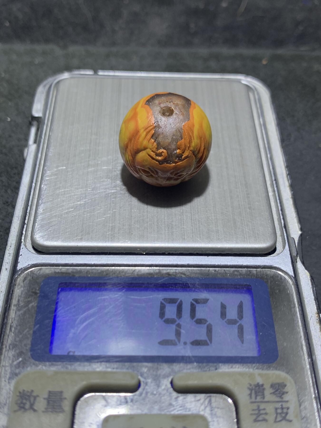 精美冰飘糖心料战国红玛瑙手工雕刻齐天大圣圆珠一颗！