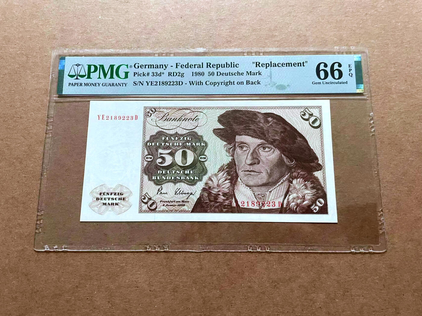 【Blue Auction】✨世界纸币精拍第485期【精】 【补号无47】德国 1980年50马克 PMG66EPQ  