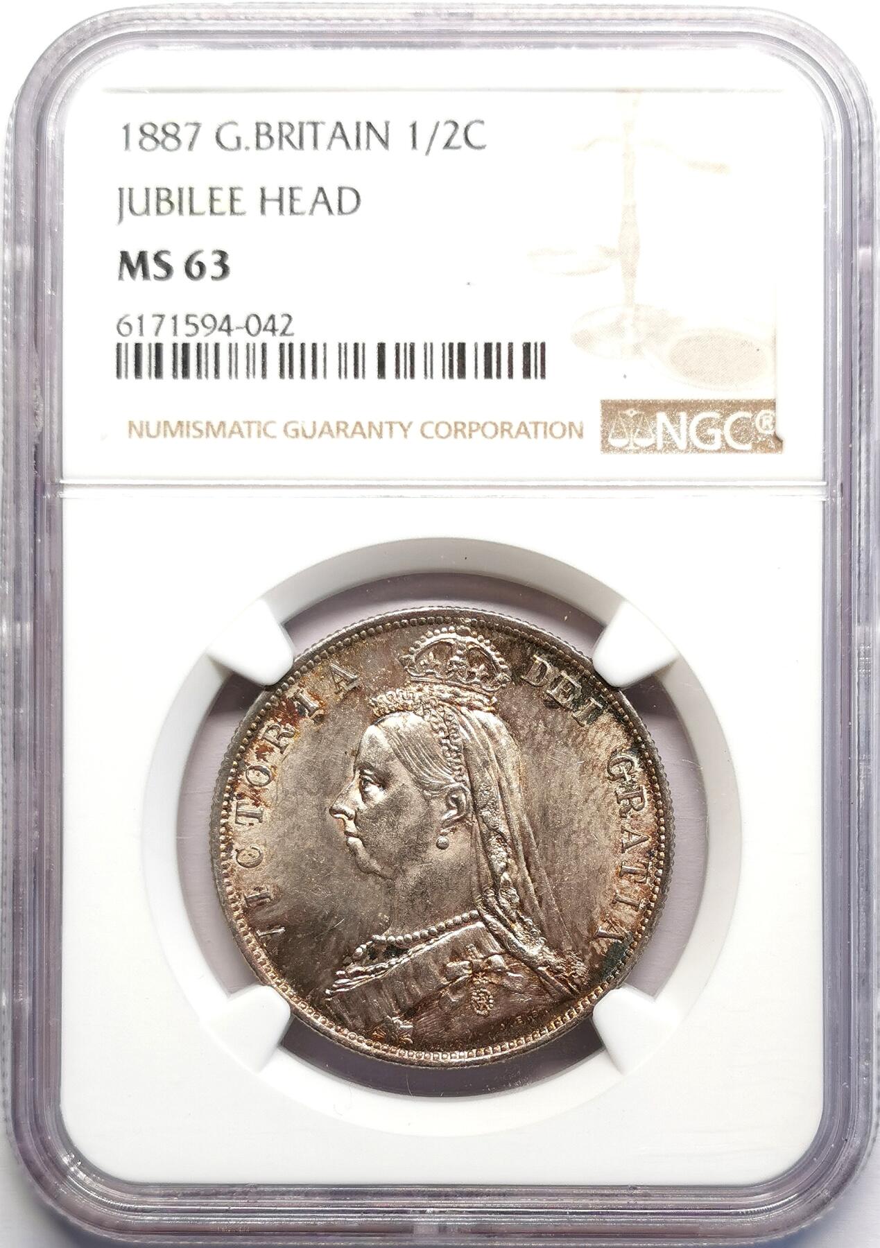 凡希社世界钱币微拍第二百七十一期 1887英国老维高冠半克朗NGC-MS63