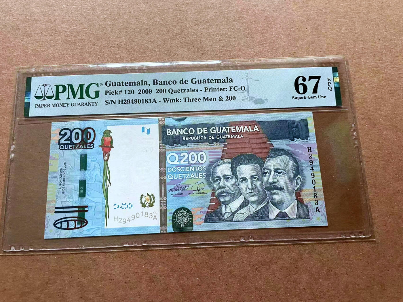 【Blue Auction】✨世界纸币精拍第485期【精】 危地马拉 2009年200Quetzales PMG67EPQ 高分