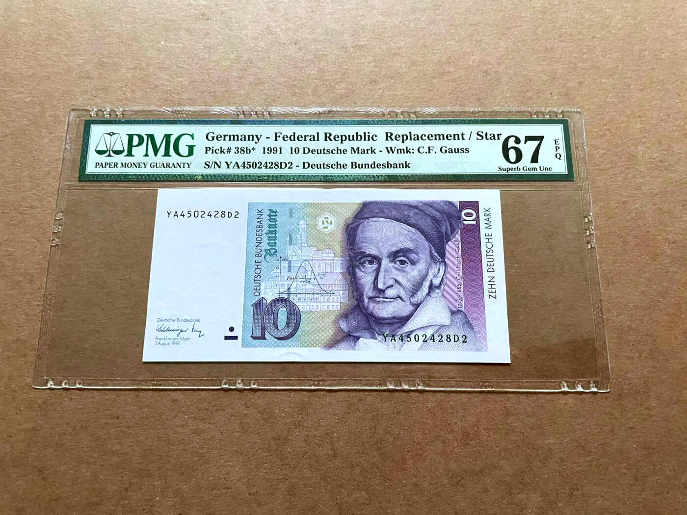 【Blue Auction】✨世界纸币精拍第485期【精】 【补号 p38b*】德国 1991年10马克 PMG67EPQ 高分