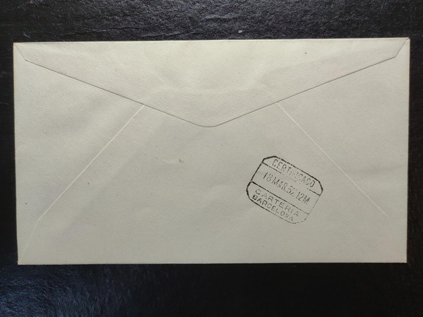 联合阁邮币社™ ——“多国邮品专场” 1952年-西班牙巴塞罗那-名人Matasello-实寄