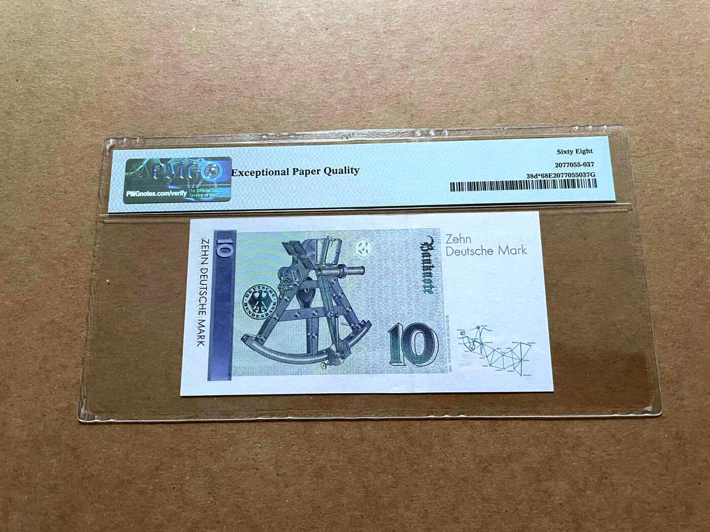 【Blue Auction】✨世界纸币精拍第485期【精】 【补号 p38d*】德国 1999年10马克 PMG68EPQ 超高分 