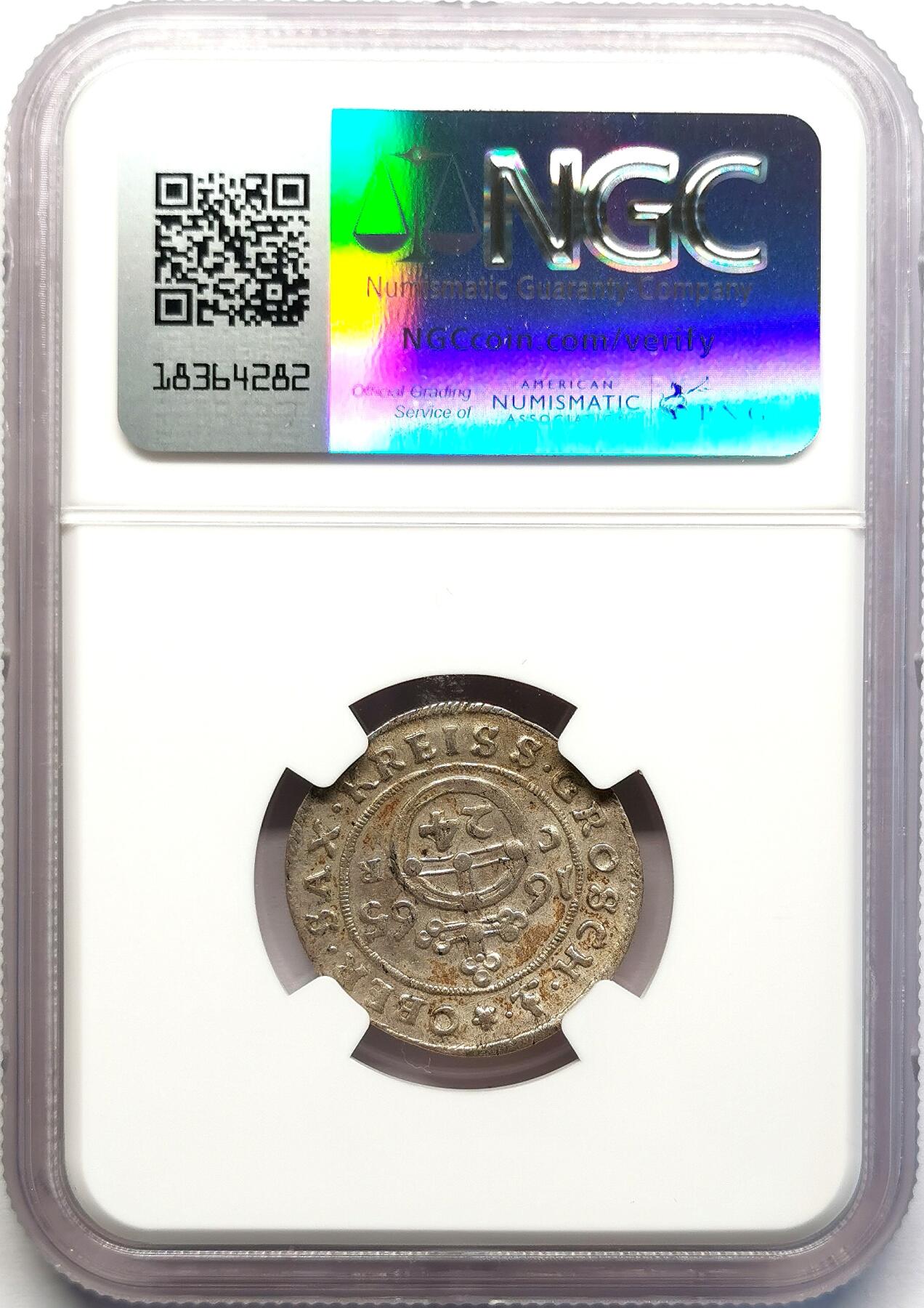 凡希社世界钱币微拍第二百七十一期 1665德国萨克森1/24泰勒银辅币NGC-AU55