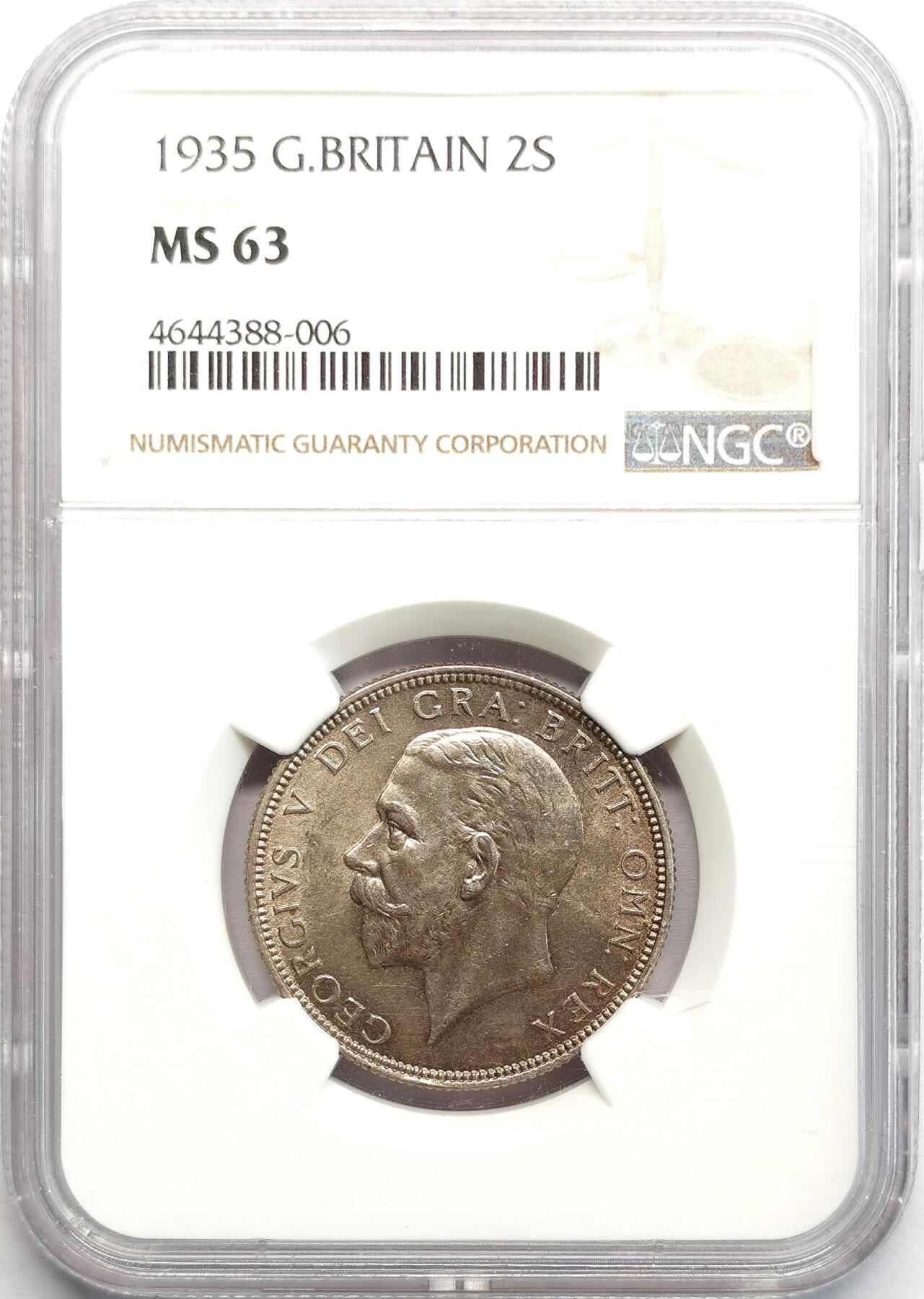 凡希社世界钱币微拍第二百七十一期 1935英国乔五佛罗林NGC-MS63