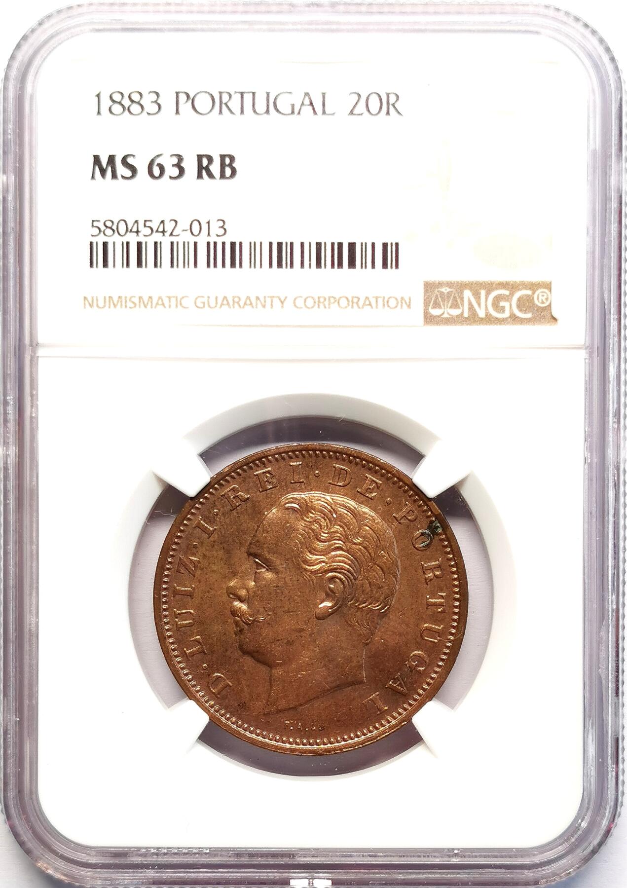 凡希社世界钱币微拍第二百七十一期 1883葡萄牙路易斯一世20R铜币NGC-MS63