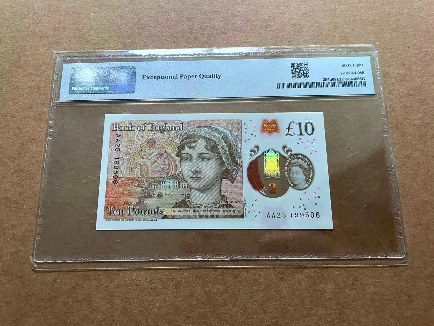 【Blue Auction】✨世界纸币精拍第485期【精】 【AA25冠 无47】英国 2016年10镑 PMG68EPQ 超高分 
