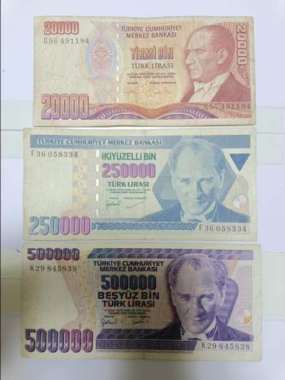 【20240604】非全新纸币第141场 - 土耳其3张纸币