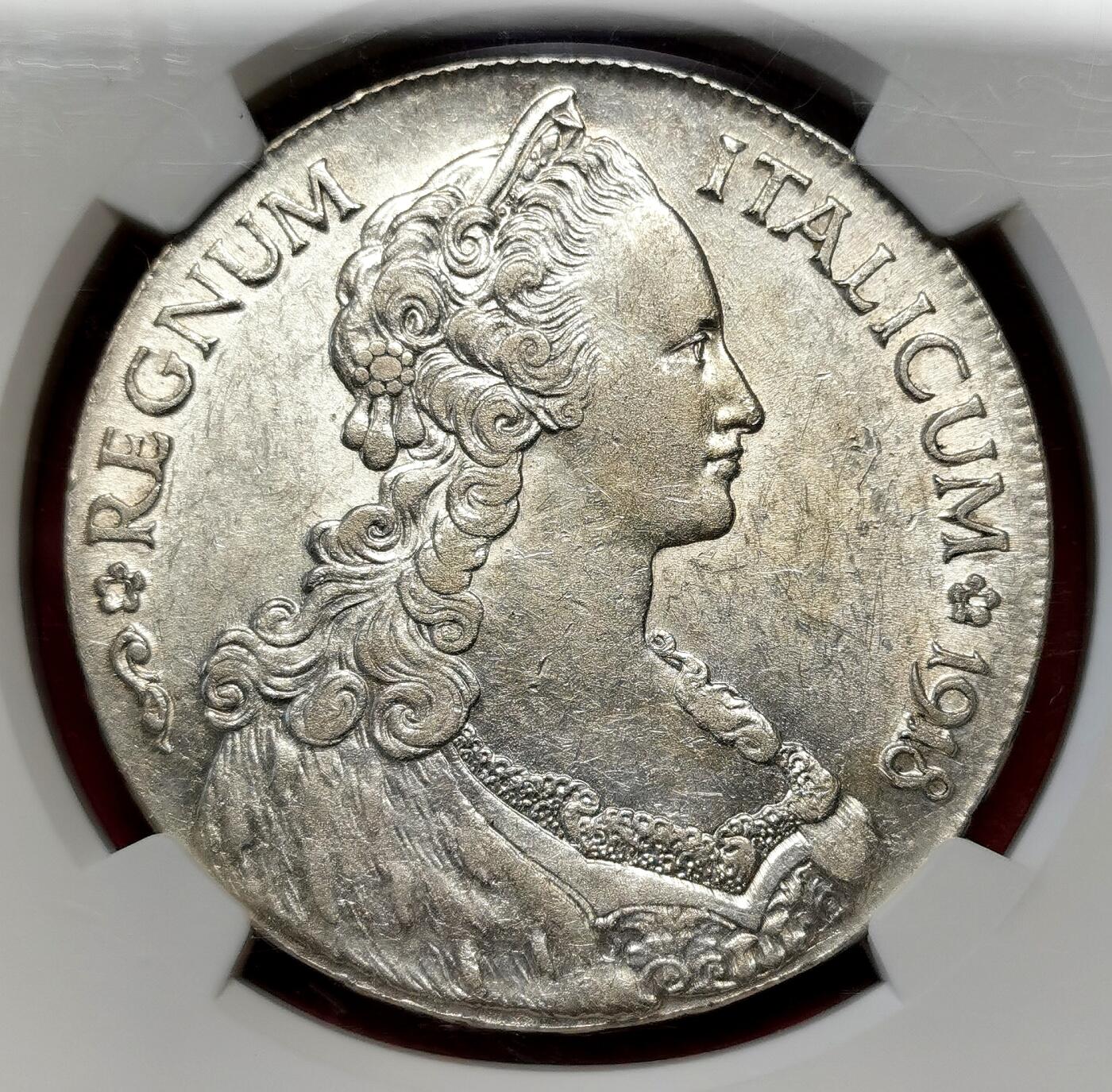 凡希社世界钱币微拍第二百七十一期 1918R意属厄立特里亚特蕾莎TALERO大银NGC-AU58，银光充沛，非常轻微的流通痕迹！