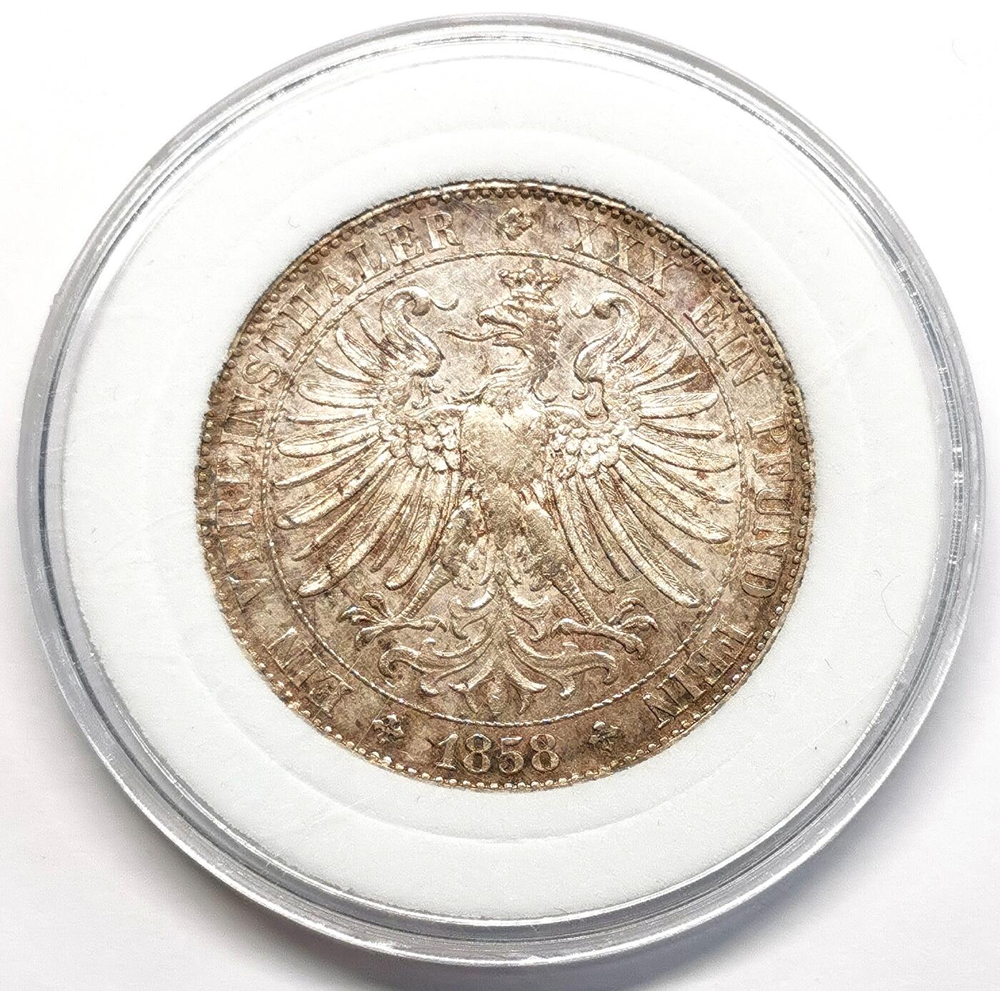 凡希社世界钱币微拍第二百七十一期 1858法兰克福少女泰勒极美品，少见版本！