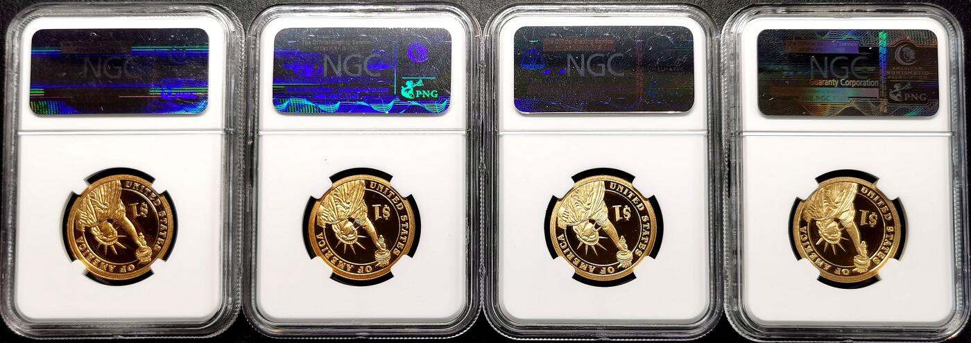 凡希社世界钱币微拍第二百七十一期 2010美国历届总统纪念Dollar四枚套NGC-PF69UC