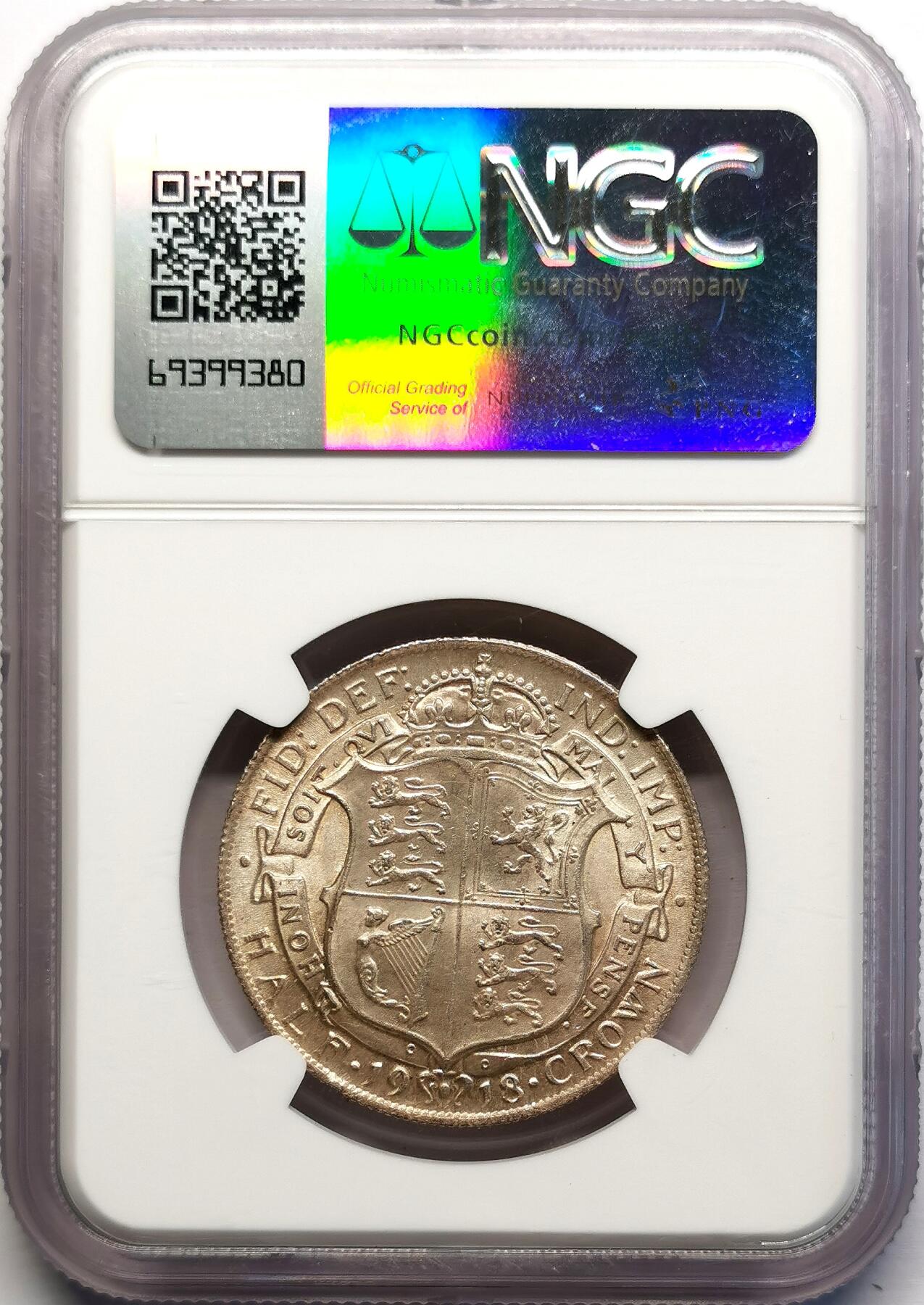 凡希社世界钱币微拍第二百七十一期 1918英国乔五1/2克朗银币NGC-MS63