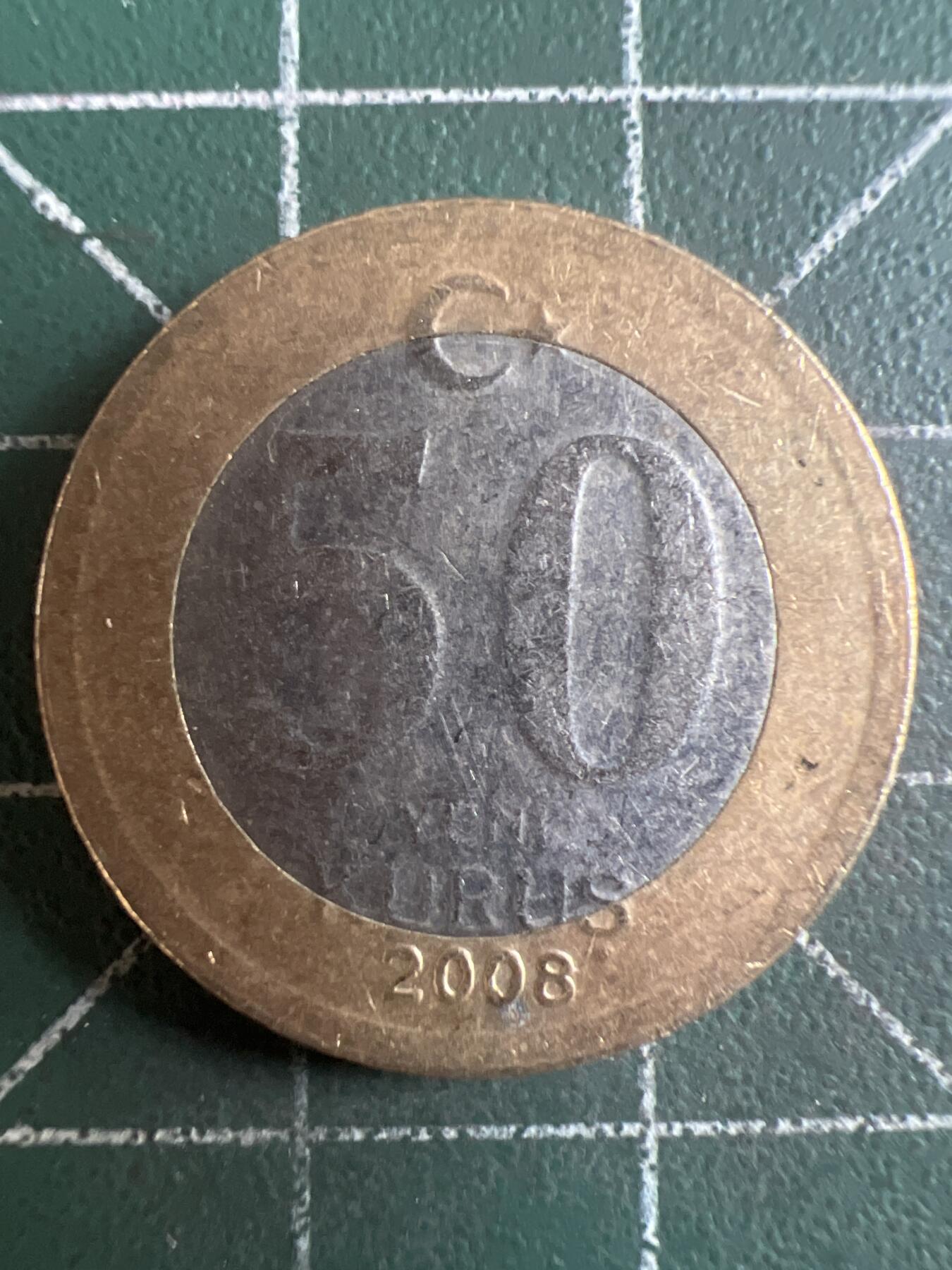 第616期 硬币专场 （无押金，捡漏，全场50包邮，偏远地区除外，接收代拍业务） 土耳其50库鲁 双色币