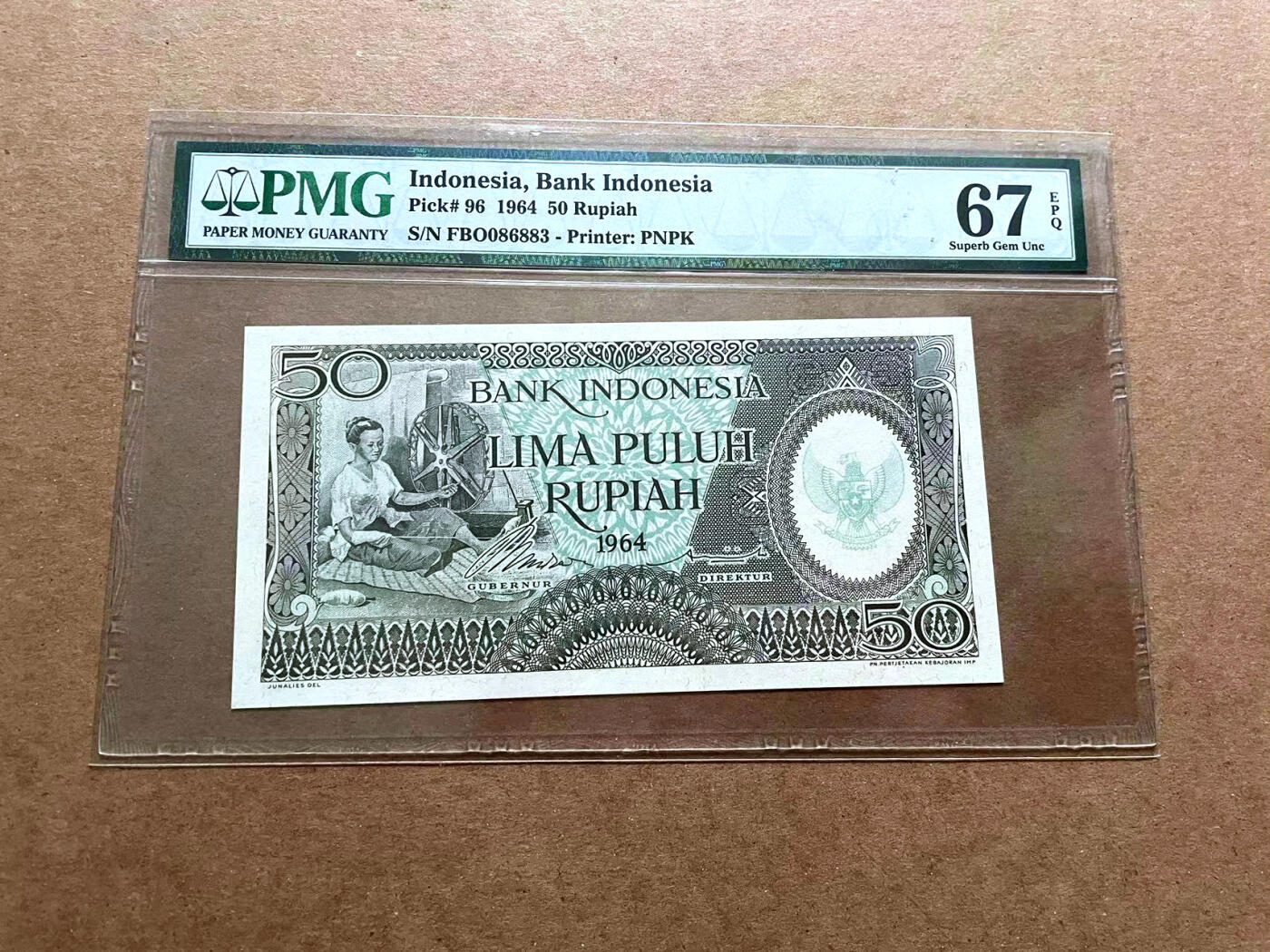 【Blue Auction】✨世界纸币精拍第486期【精】 【无47】印尼 1964年50卢比 PMG67EPQ 高分
