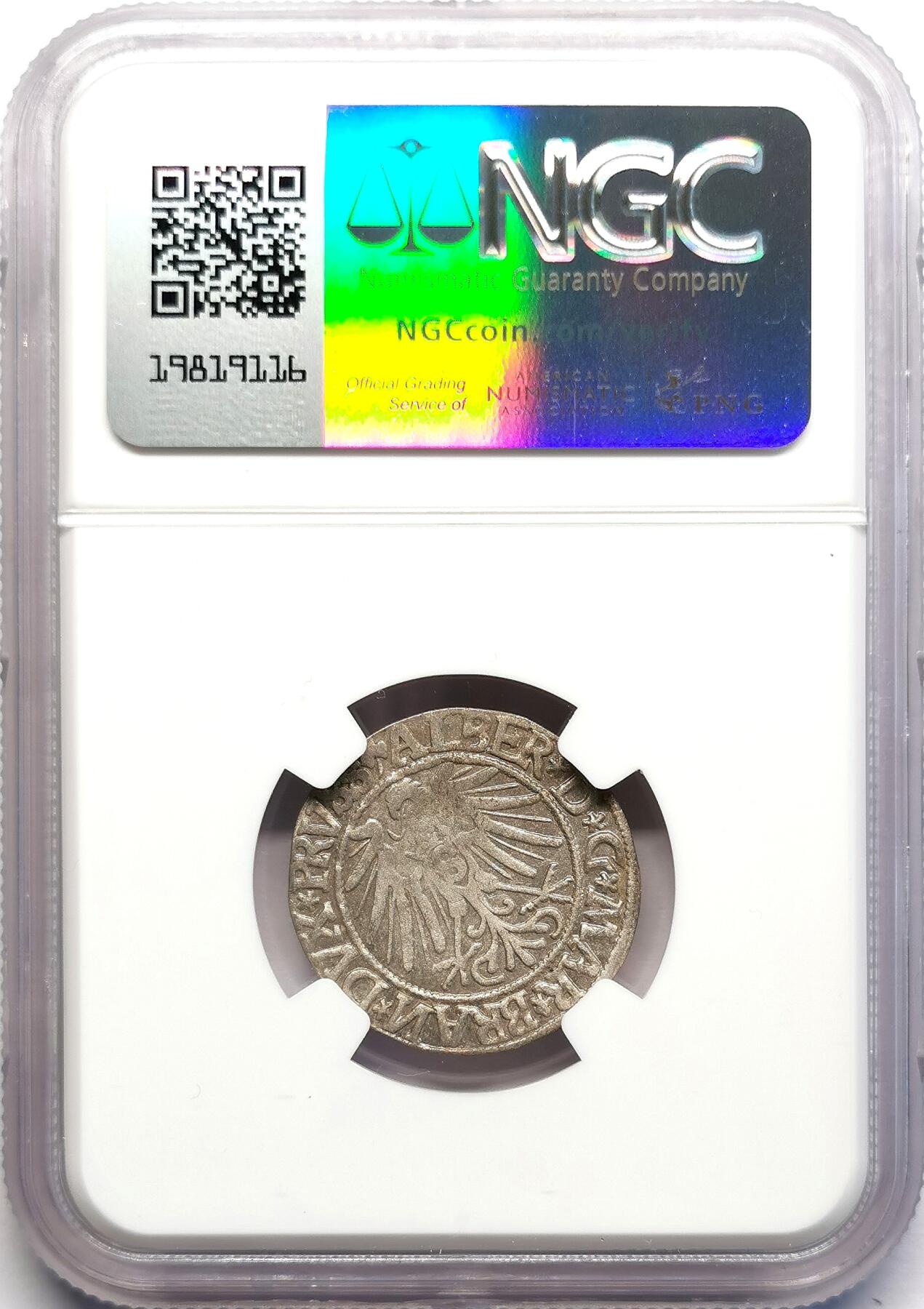 凡希社世界钱币微拍第二百七十一期 1554普鲁士公国1G银辅币NGC-AU50