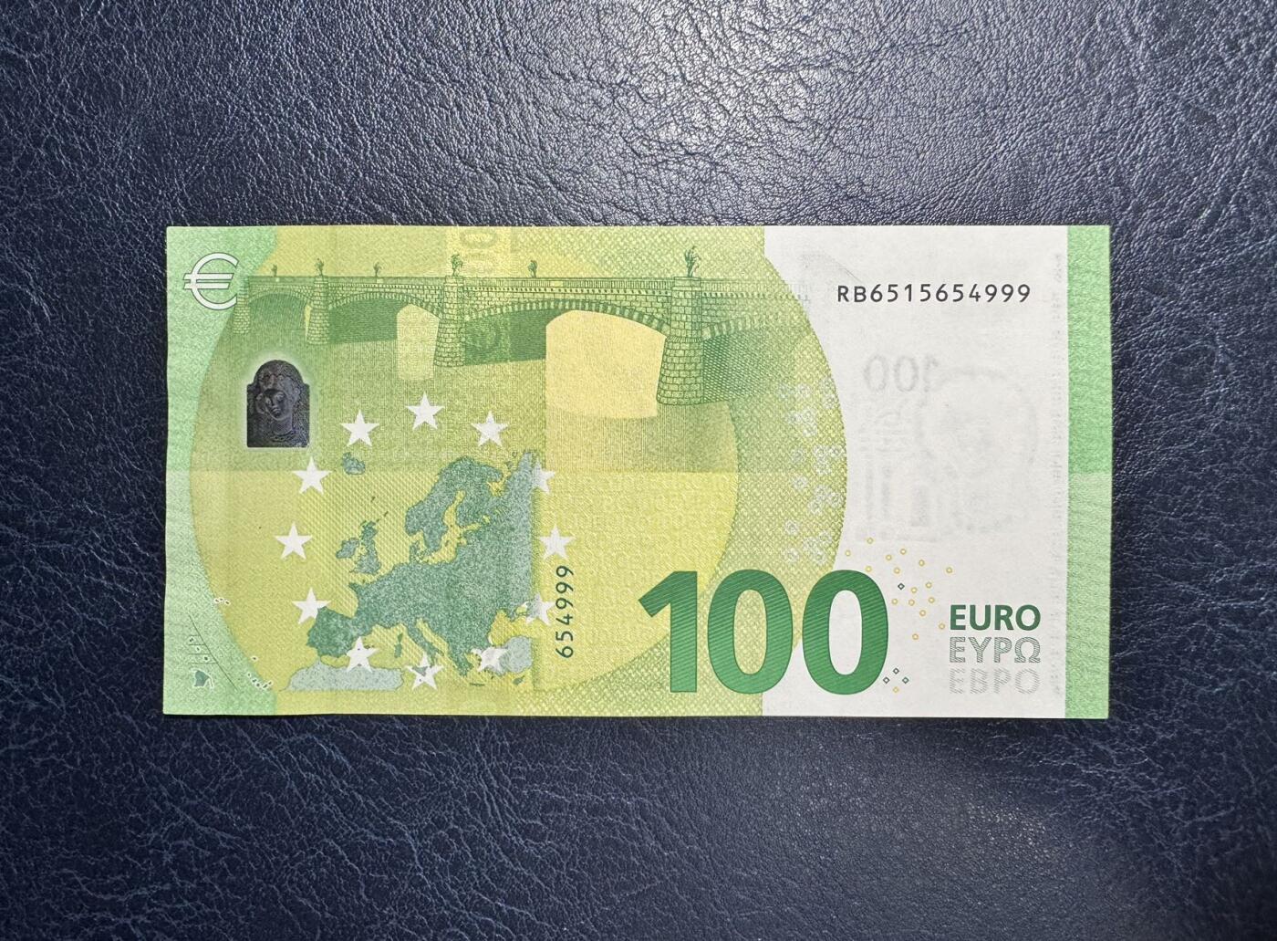 收藏联盟Quantum Auction 第350期拍卖  欧盟国家2019年100欧元豹子号 品相UNC 角尖微瑕