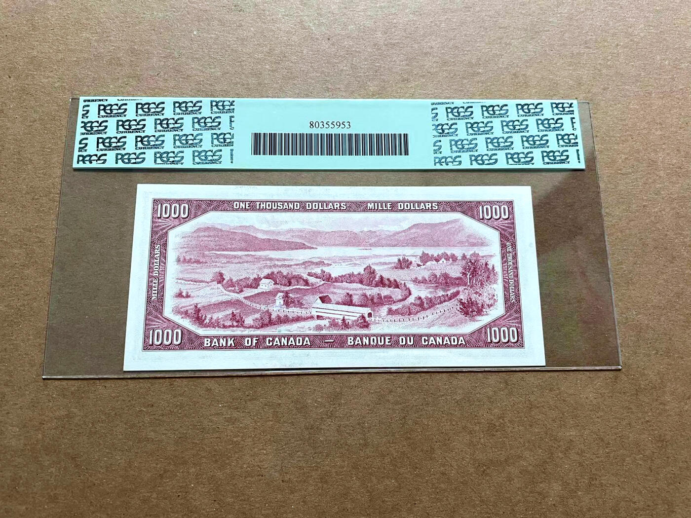 【Blue Auction】✨世界纸币精拍第486期【精】 加拿大 1954年1000元 最高值 早期女王 升值潜力巨大 四角尖尖状态佳  背面风景唯美 PCGS66EPQ 绿标 