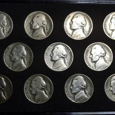 804 - 美国1942-1945年5美分二战银币PDS版大全套11枚