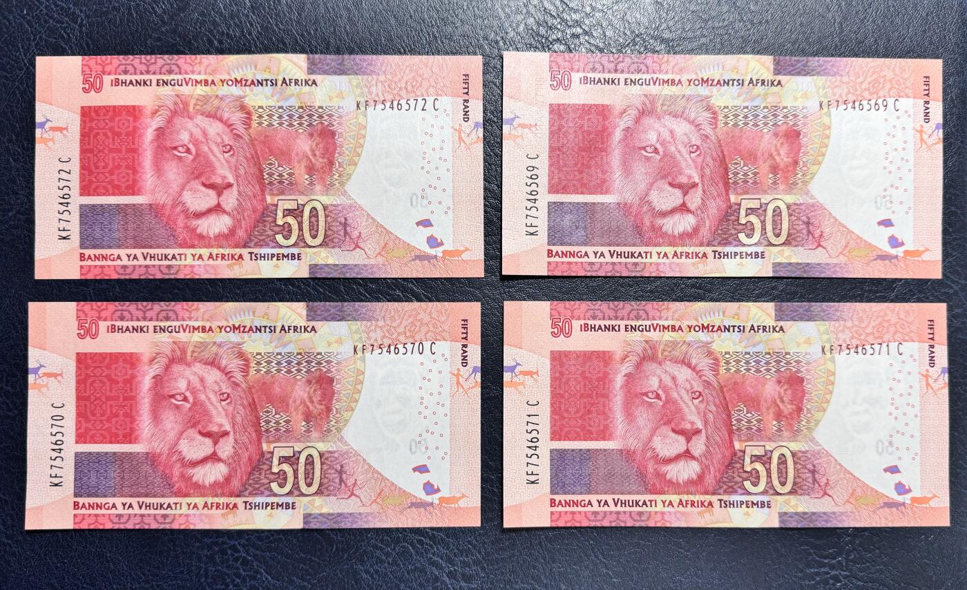 收藏联盟Quantum Auction 第350期拍卖  南非2017年版50兰特四张 品相全新UNC