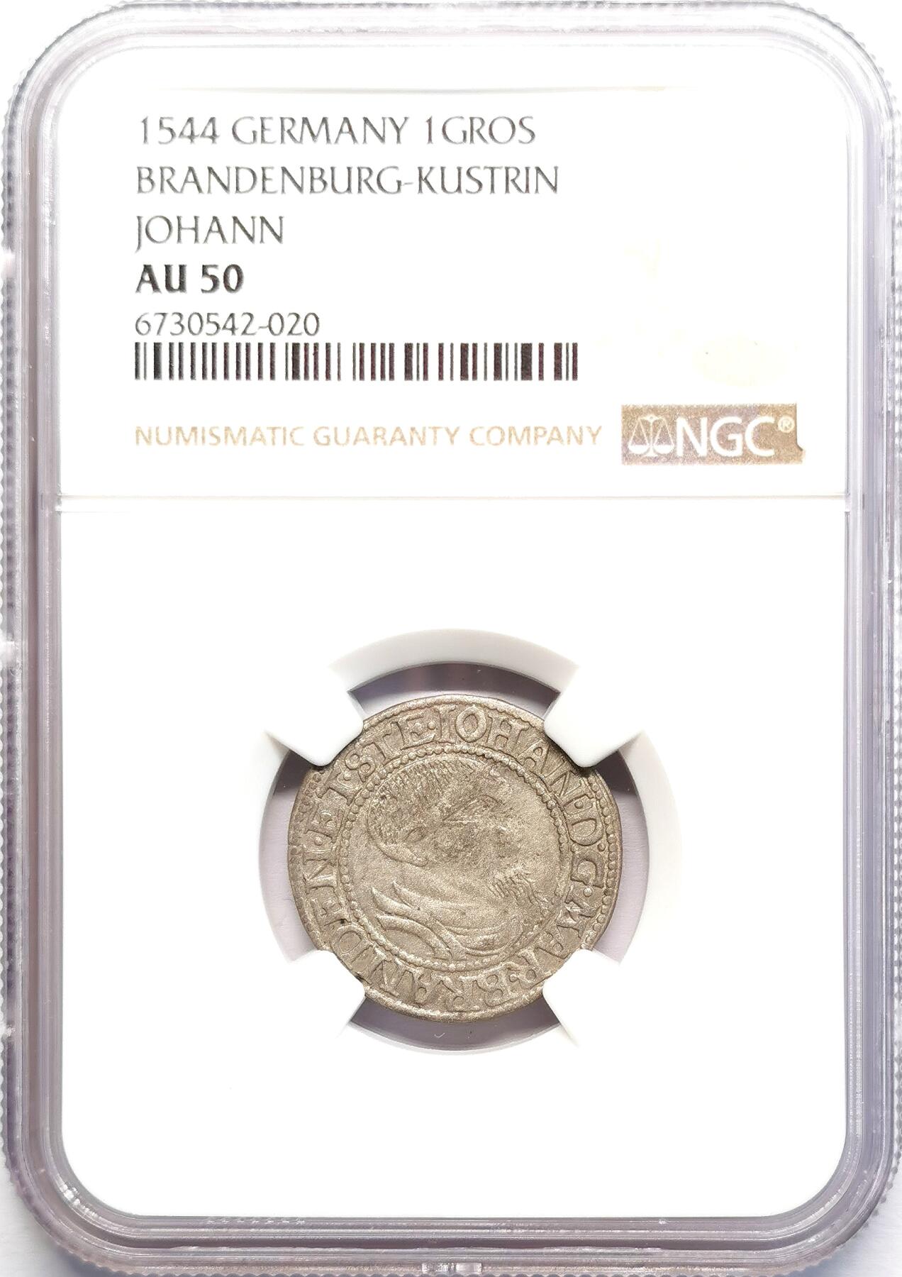 凡希社世界钱币微拍第二百七十一期 1544勃兰登堡库斯特林1格罗申银辅币NGC-AU50