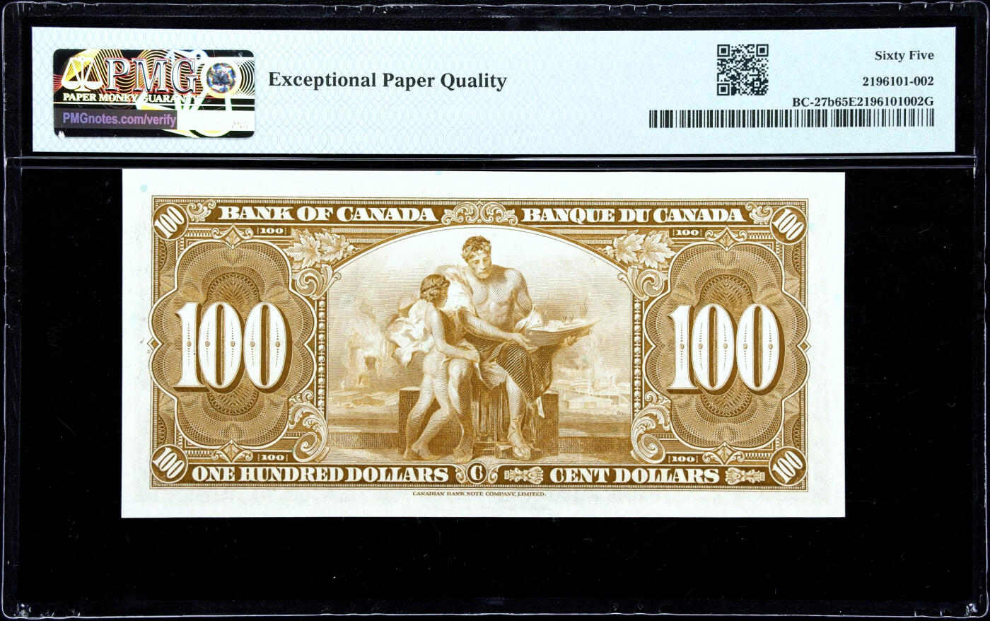 【Blue Auction】✨世界纸币精拍第486期【精】 【亚军分少见】加拿大 1937年100元 乔六套次高值 老壳子 加拿大国父——约翰·亚历山大·麦克唐纳 凑套必备 PMG65EPQ 绝品状态佳 雕刻精美