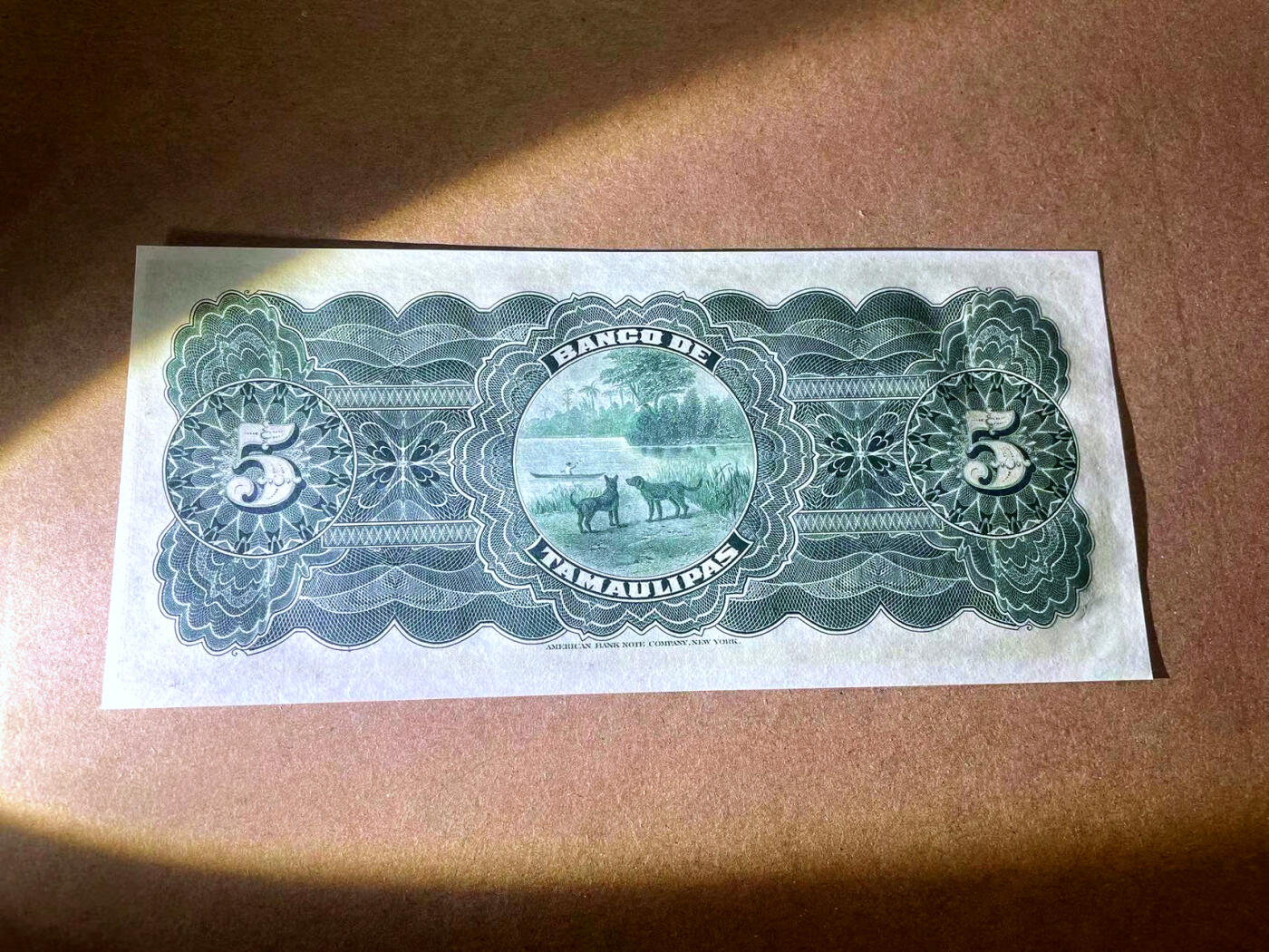 【Blue Auction】✨世界纸币精拍第486期【精】 墨西哥 1902年5比索 二犬观湖 小女孩 ABNC出品雕刻精美 全新UNC 大票幅