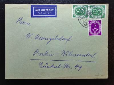 国际实寄邮封💰（拍卖）🔭专场🌟 - 1953年-德国航空实寄邮封-特别黑桃大戳