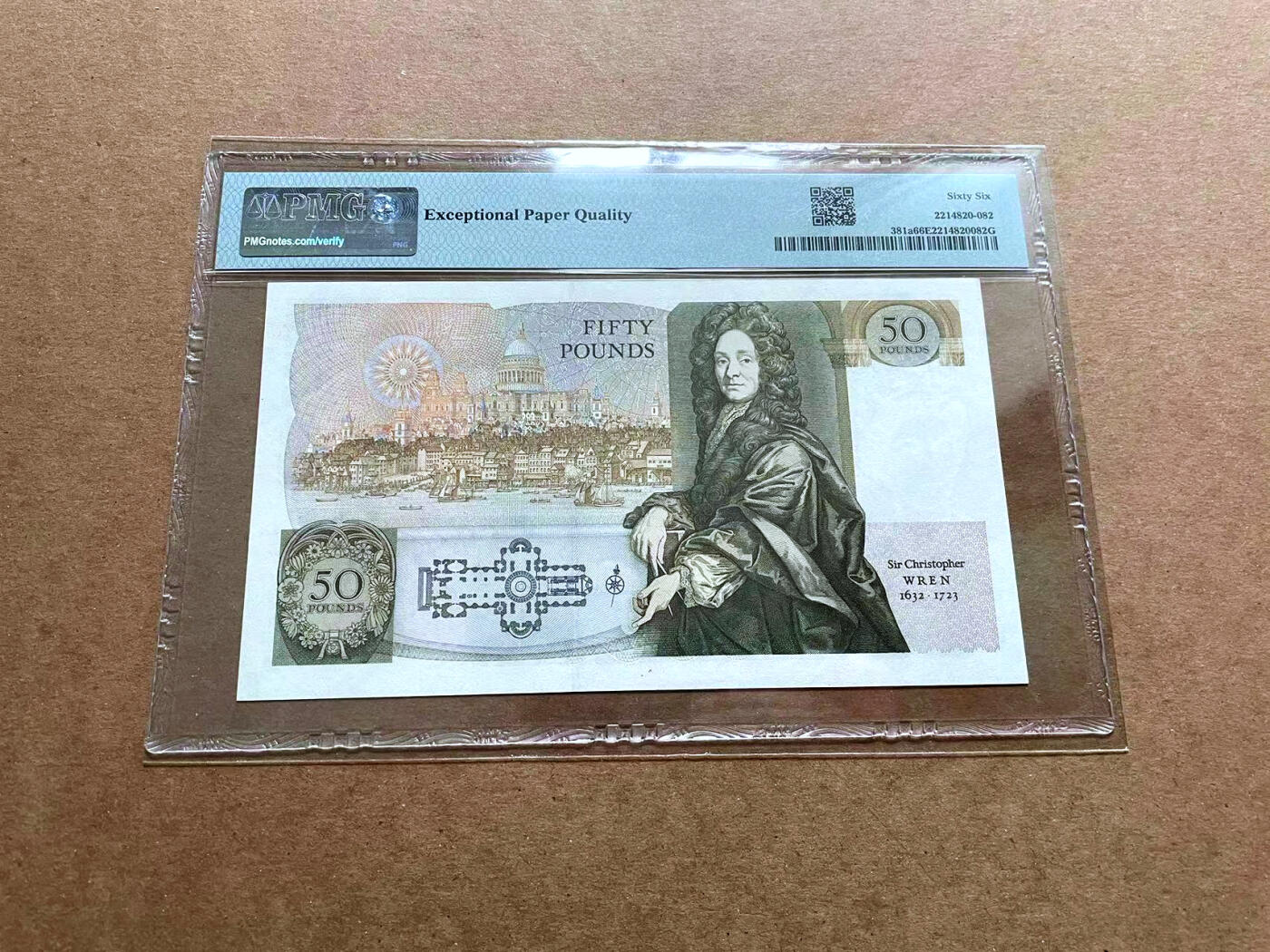 【Blue Auction】✨世界纸币精拍第486期【精】 【A01冠483百位小号 a版】英国 D序列1981-88年50镑 PMG66EPQ 