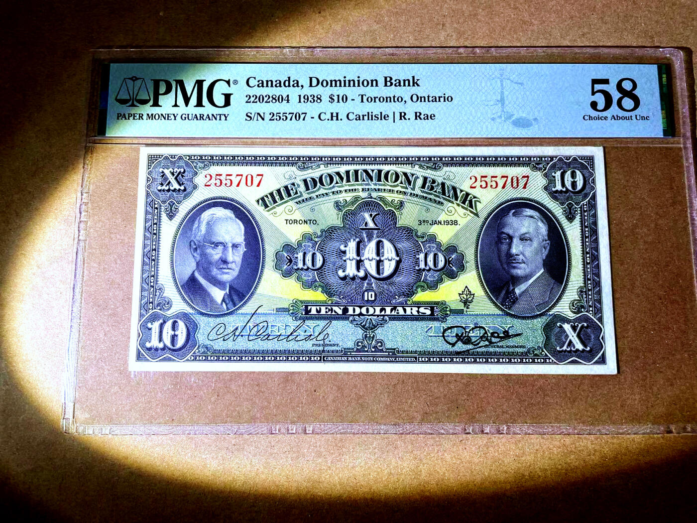 【Blue Auction】✨世界纸币精拍第486期【精】  加拿大 1938年10元 PMG58 正面人像雕刻帅气 背面是加拿大地图 该版深受欢迎比较少见 整体状态佳