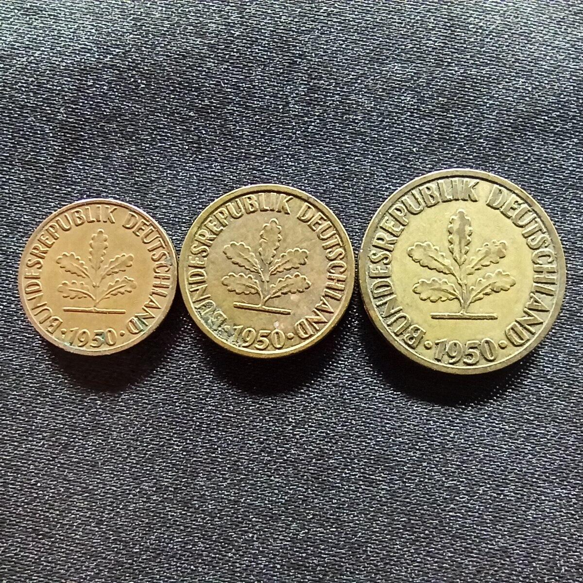 邮泉阁限时拍卖第九场 德国硬币专场二 德国1950年F版3枚