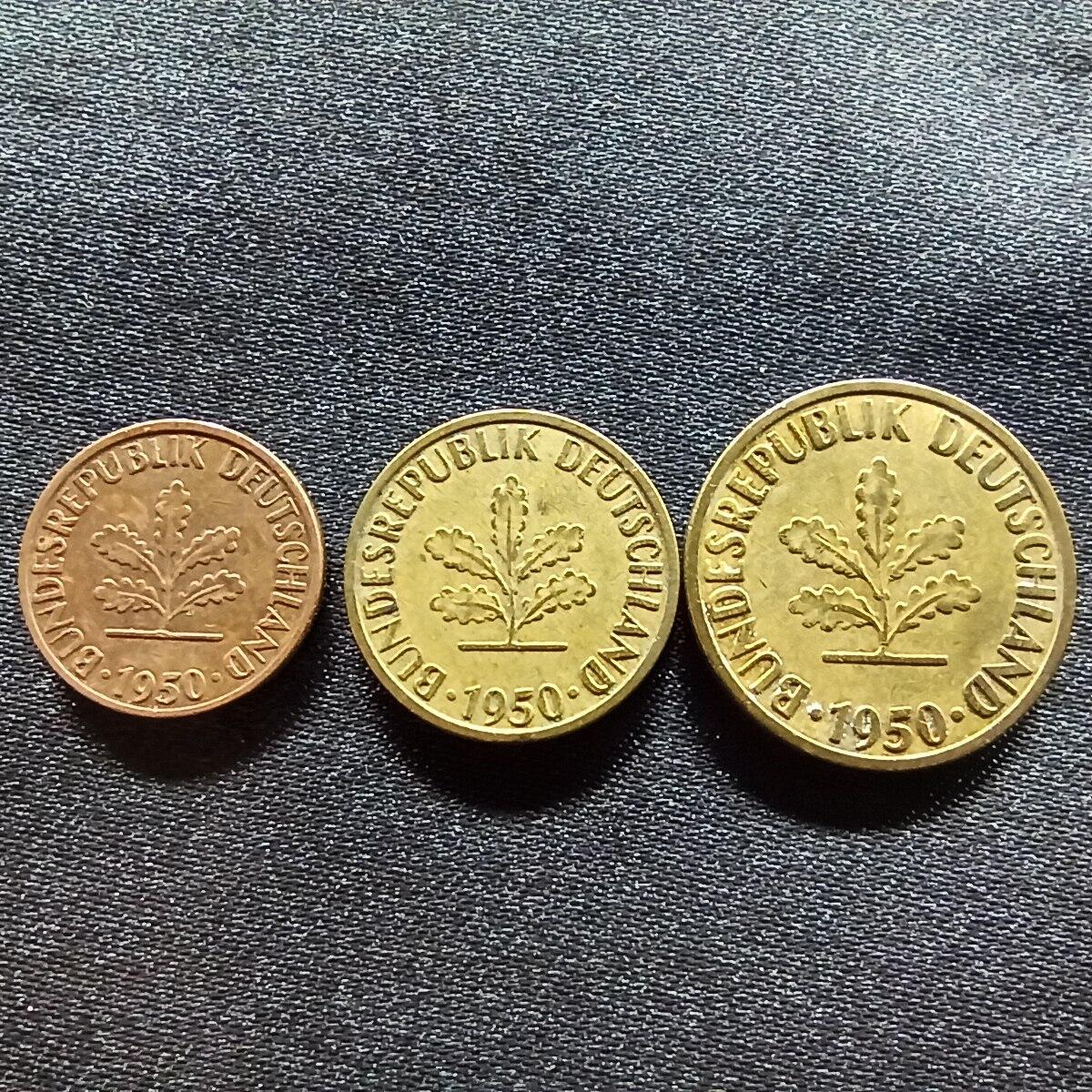 邮泉阁限时拍卖第九场 德国硬币专场二 德国1950年J版3枚