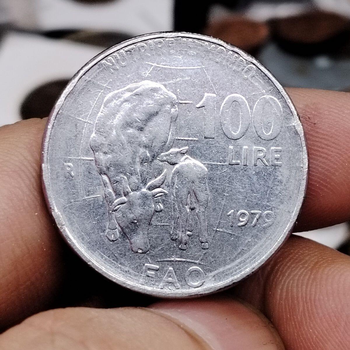 20240601 意大利100里拉硬币 1979年 大直径28mm外国硬币6012