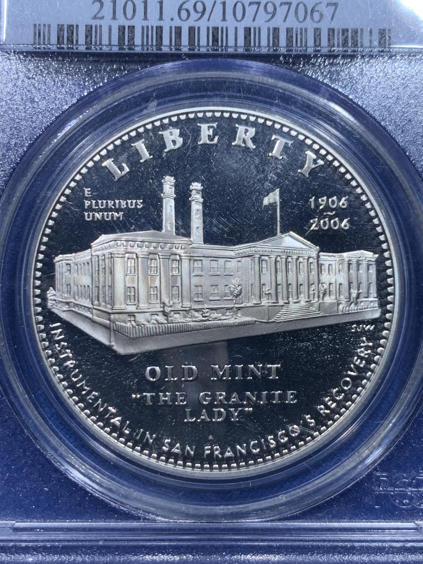 《竞宝斋》第276场- 周日，周一 2场连拍 （全场包邮） PCGS PR69DCAM 美国2006年旧金山造币厂建厂精制纪念银币 背面为经典摩根鹰图