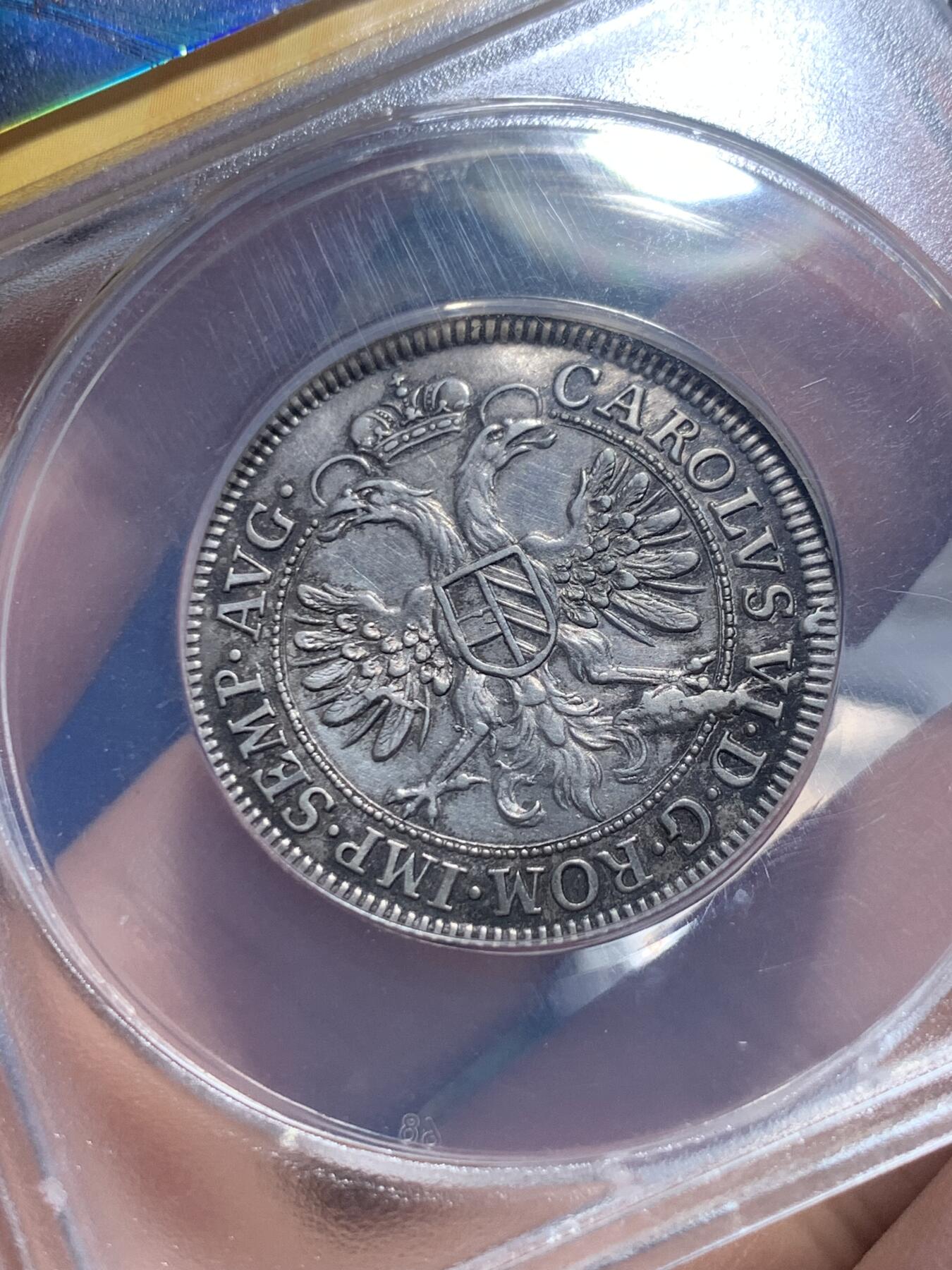 《竞宝斋》第276场- 周日，周一 2场连拍 （全场包邮） ANACS小黄盒 德国 1736 纽伦堡 12克鲁泽银币  非常少的品种