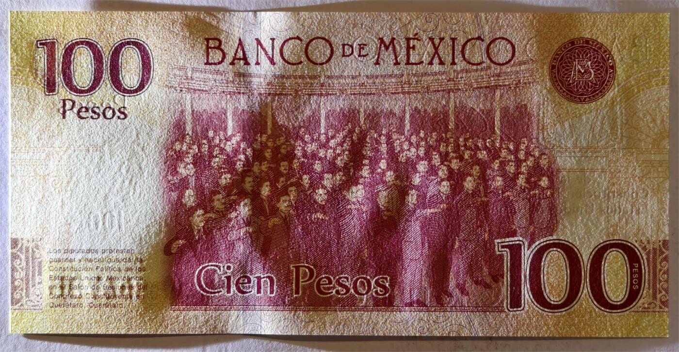 紫瑗钱币——第375期拍卖——纸币场 墨西哥 2017年 宪法颁布100周年 纪念钞 100比索 UNC