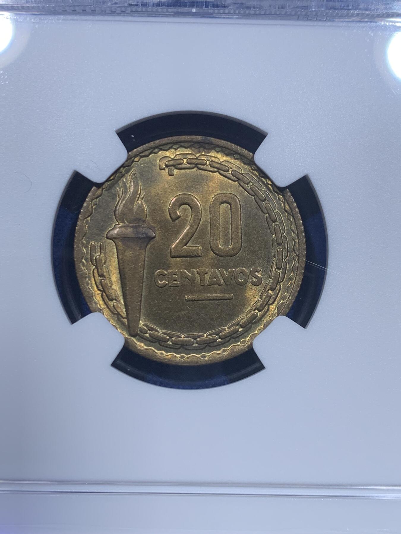 《竞宝斋》第276场- 周日，周一 2场连拍 （全场包邮） 3枚一组 NGC MS64/62/63 秘鲁1954年5分/10分/20分铜币