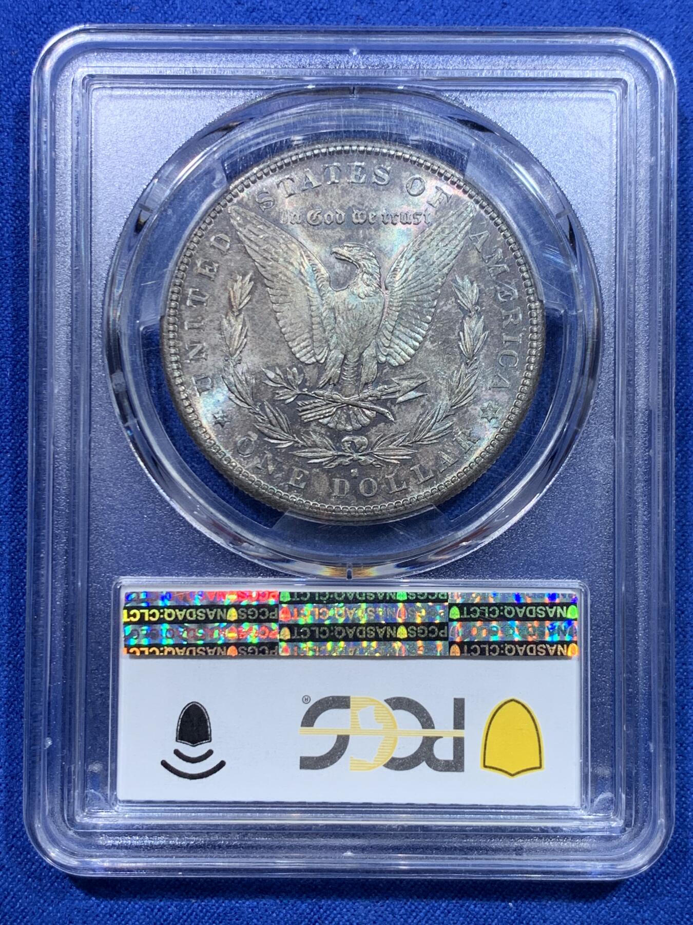 《竞宝斋》第276场- 周日，周一 2场连拍 （全场包邮） PCGS MS65 美国 1882年 摩根银币 原味五彩 美轮美奂