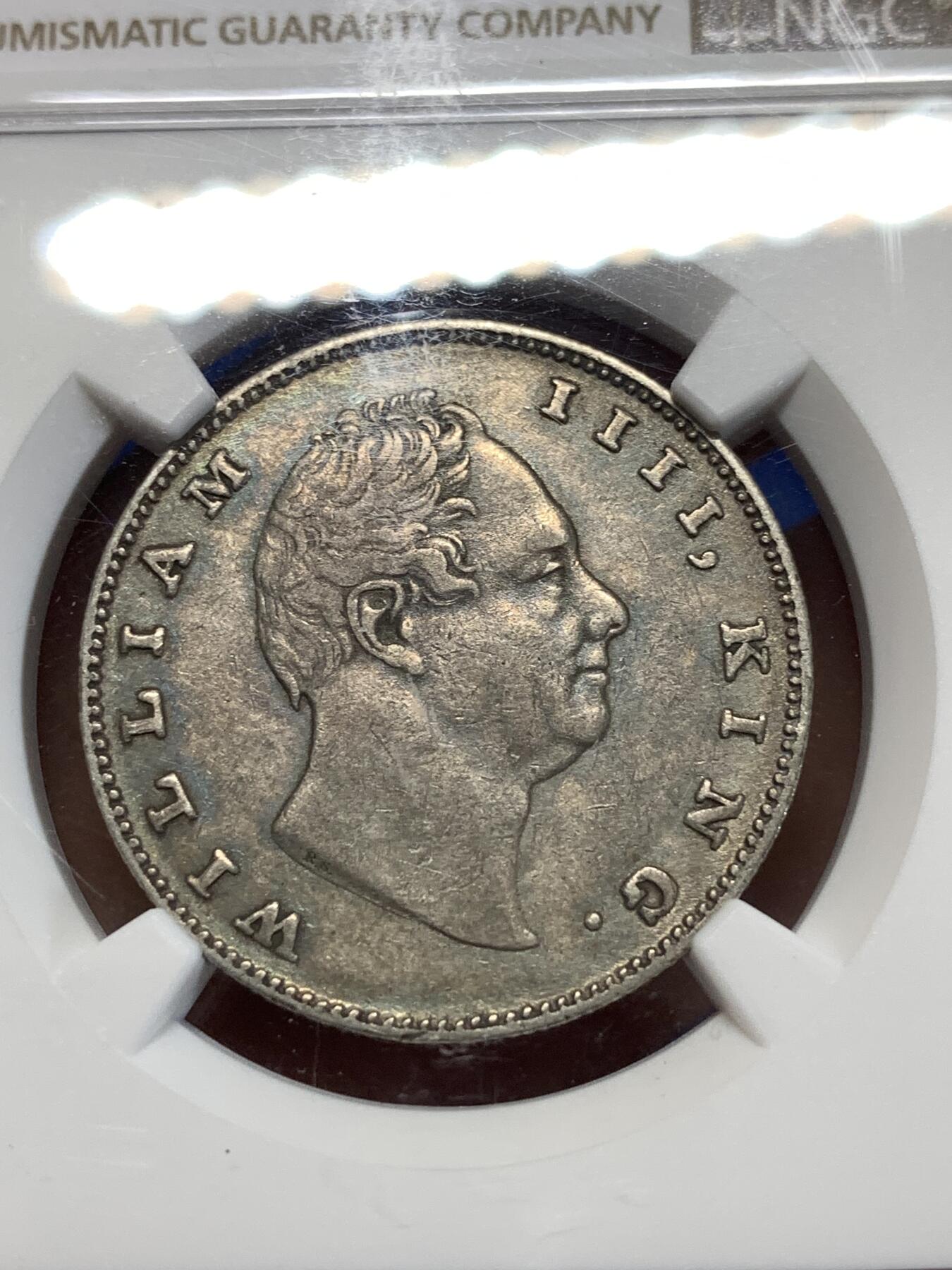 《竞宝斋》第276场- 周日，周一 2场连拍 （全场包邮） NGC AU50 英属印度1835威廉四世1卢比银币 少见