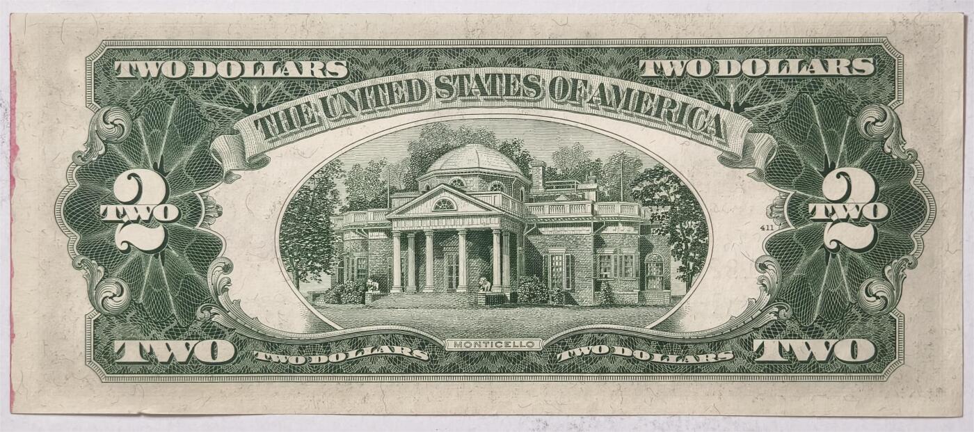 紫瑗钱币——第375期拍卖——纸币场 美国 1953年 C序列 托马斯·杰斐逊 2美元 红印 政府券 UNC-