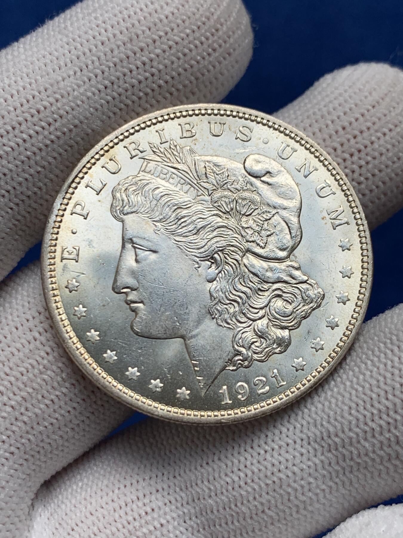 《竞宝斋》第276场- 周日，周一 2场连拍 （全场包邮） 美国1921年摩根银币 高品质 细节见图