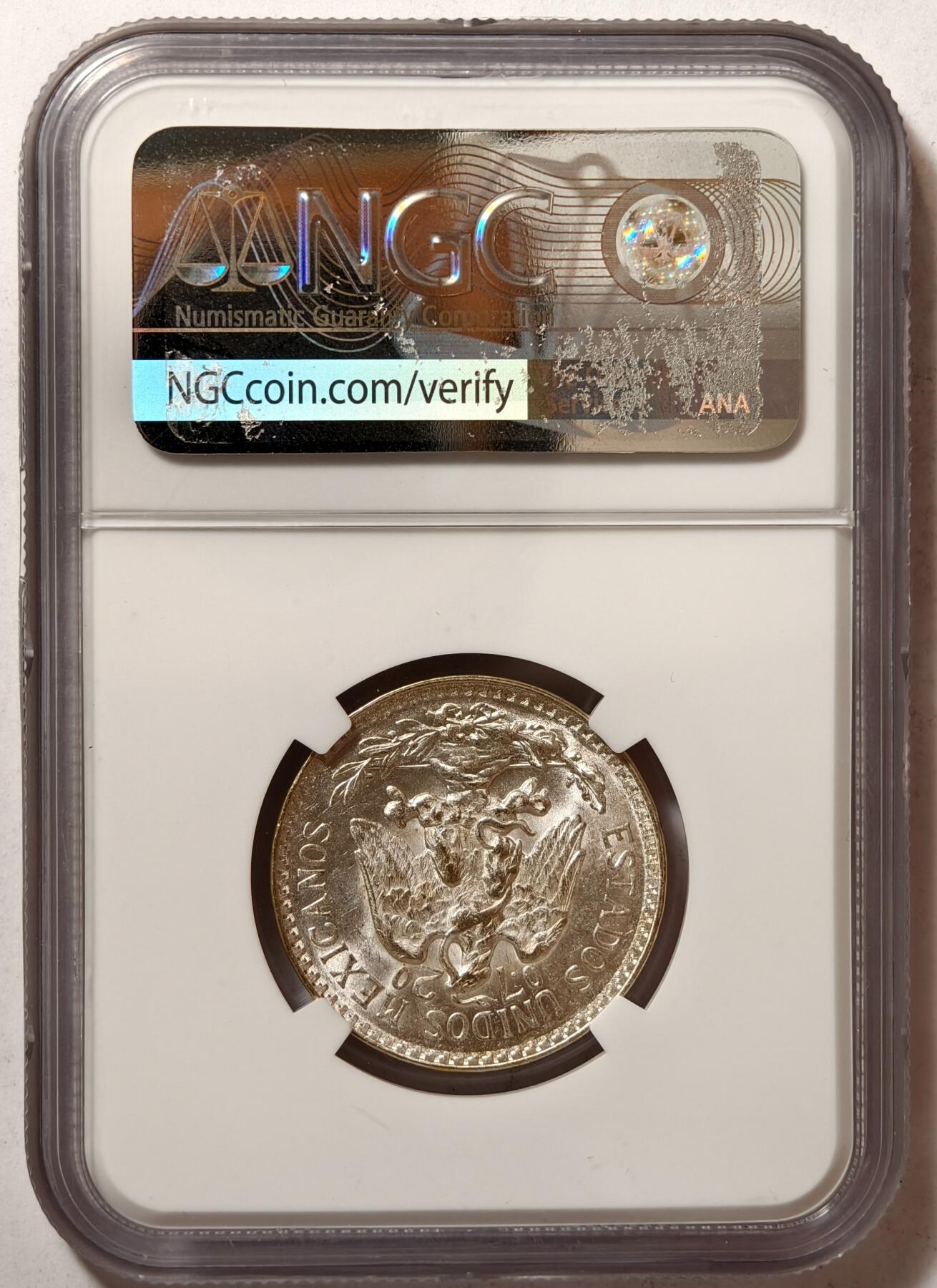 紫瑗钱币——第362期拍卖 墨西哥 1944年 M版 鹰洋 50分 银币 NGC MS64