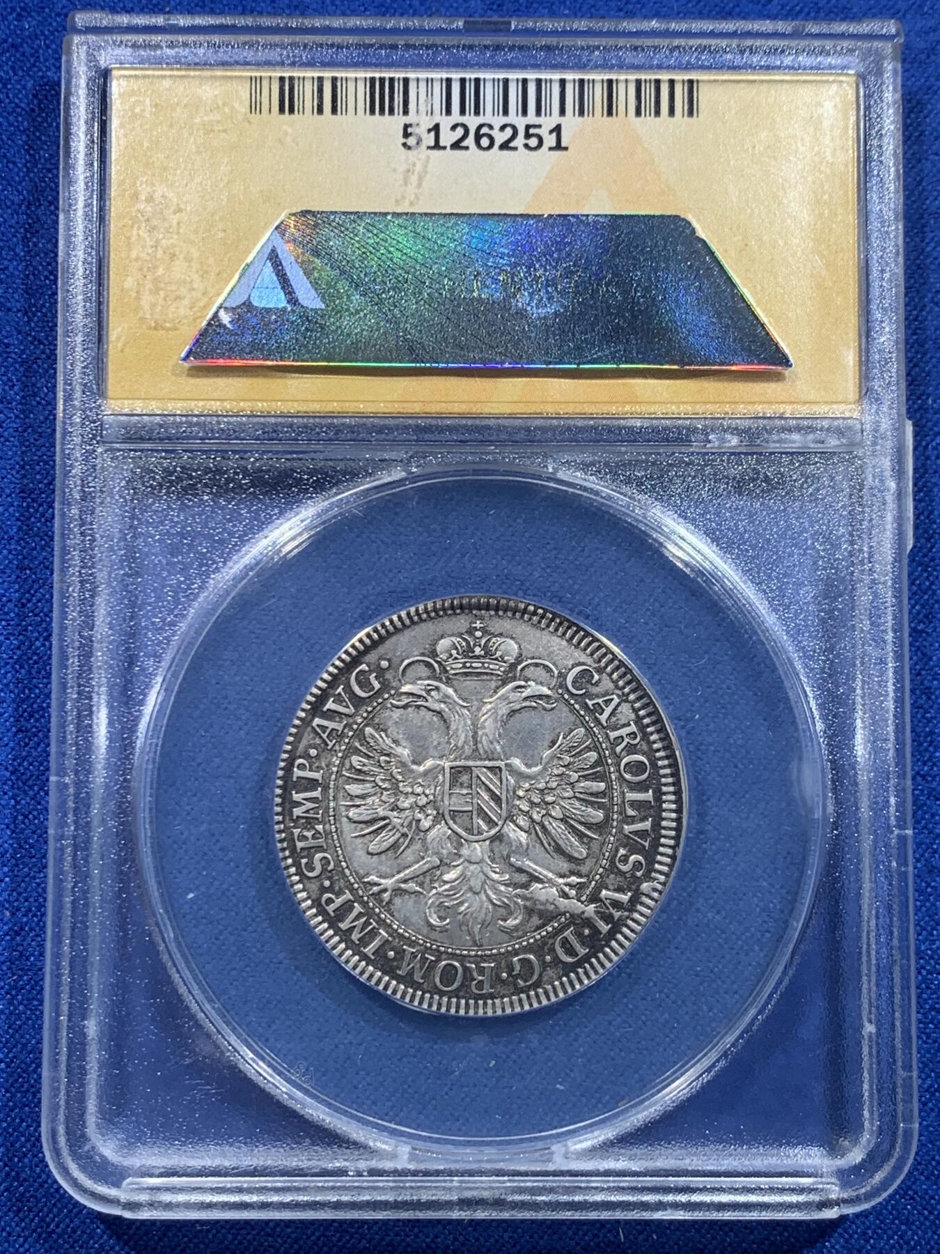 《竞宝斋》第276场- 周日，周一 2场连拍 （全场包邮） ANACS小黄盒 德国 1736 纽伦堡 12克鲁泽银币  非常少的品种