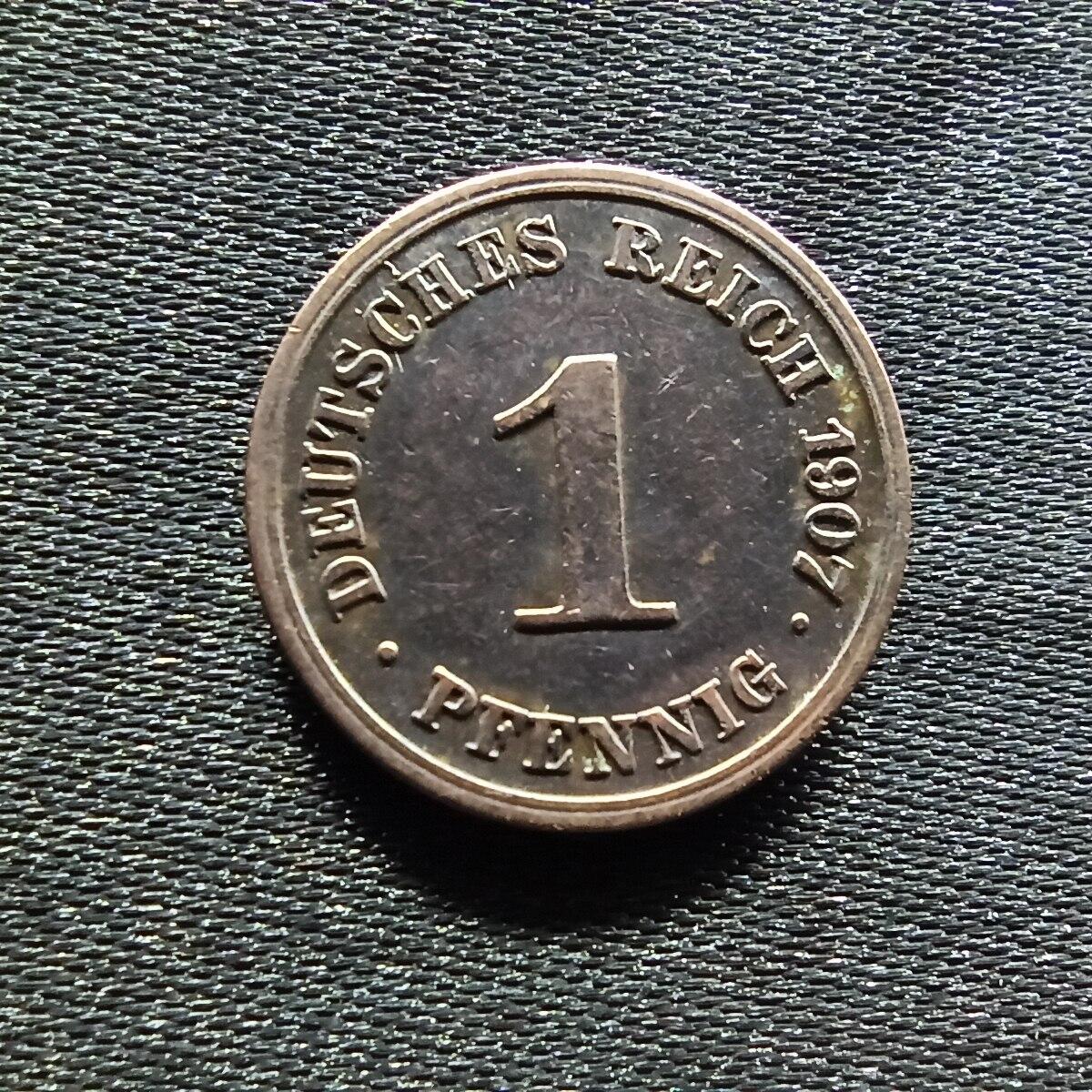 邮泉阁限时拍卖第九场 德国硬币专场二 德意志帝国1907年1芬尼J版