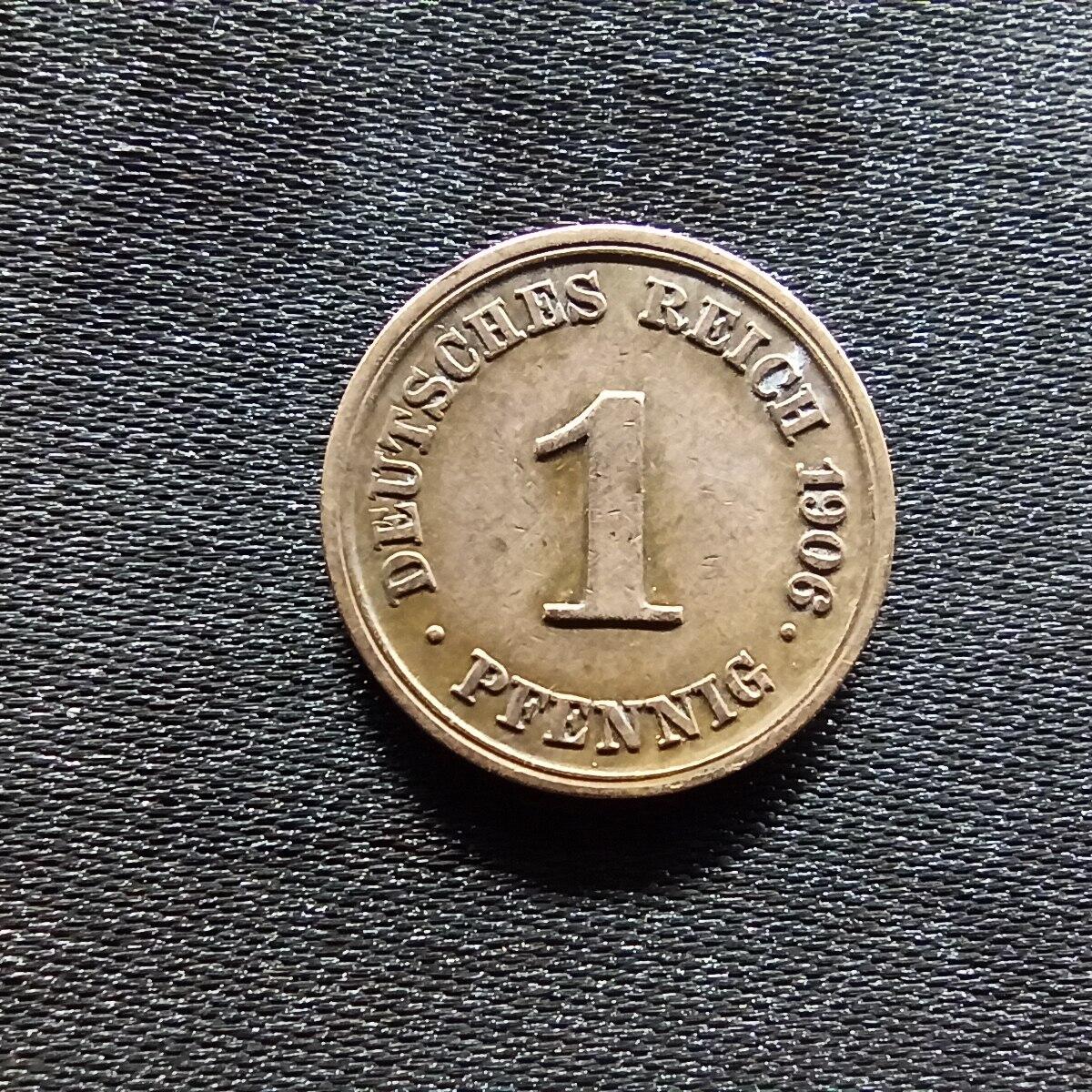 邮泉阁限时拍卖第九场 德国硬币专场二 德意志帝国1906年1芬尼J版