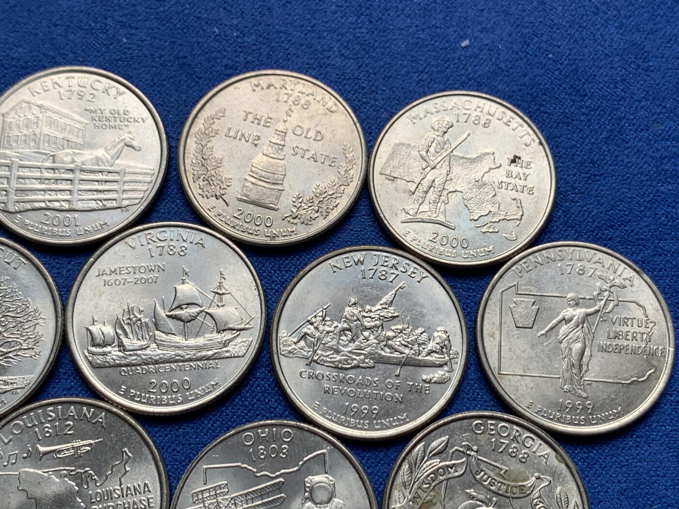 《竞宝斋》第276场- 周日，周一 2场连拍 （全场包邮） 17枚一组 美国2000年25美分纪念币 美国不同州国家公园